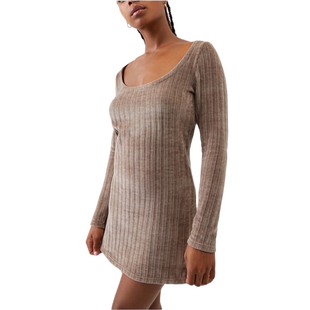 Pacsun NWT Kendall & Kylie Cozy Chenille Mini Dress Brown Long Sleeves Size S